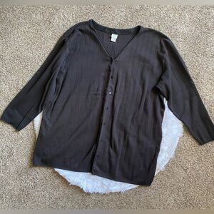 Eileen Fisher Cardigan Sweater Button Front Black Womens Size 3X